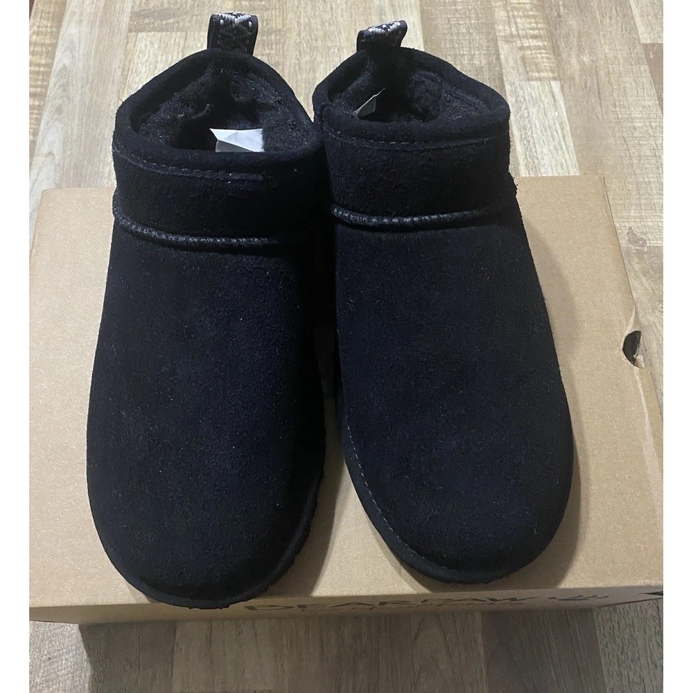 BEARPAW Kam Women's Slip On Slippers Size 7M Black Suede Water Repellent Bootie - Picture 1 of 8